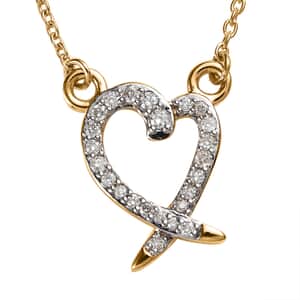 Mother’s Day Gift Luxoro 14K Yellow Gold G-H I2 Diamond Heart Necklace 18 Inches 0.15 ctw