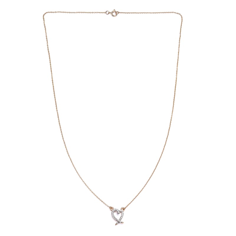 Luxoro 14K Yellow Gold G-H I2 Diamond Heart Necklace 18 Inches 0.15 ctw