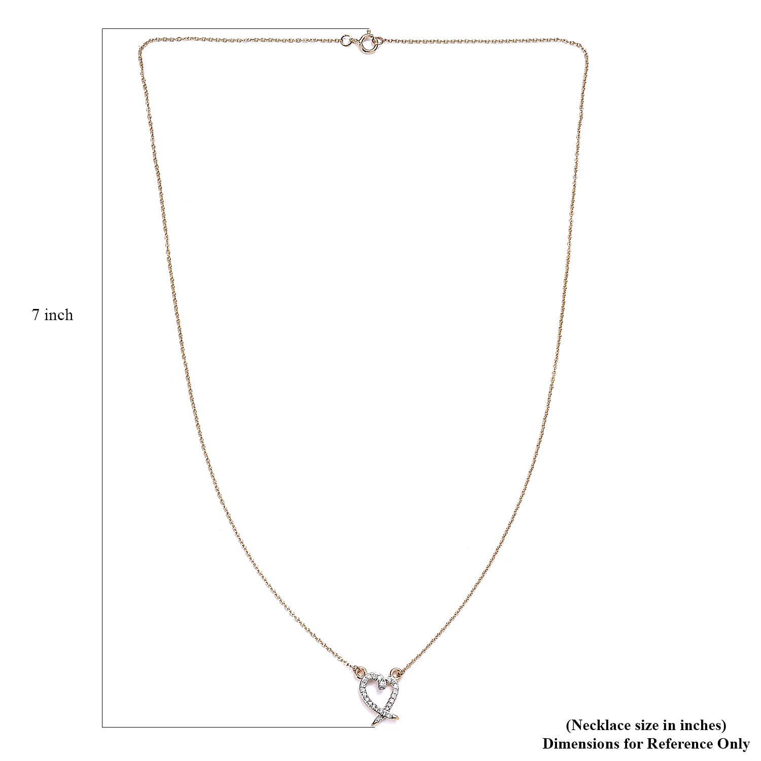 Luxoro 14K Yellow Gold G-H I2 Diamond Heart Necklace 18 Inches 0.15 ctw