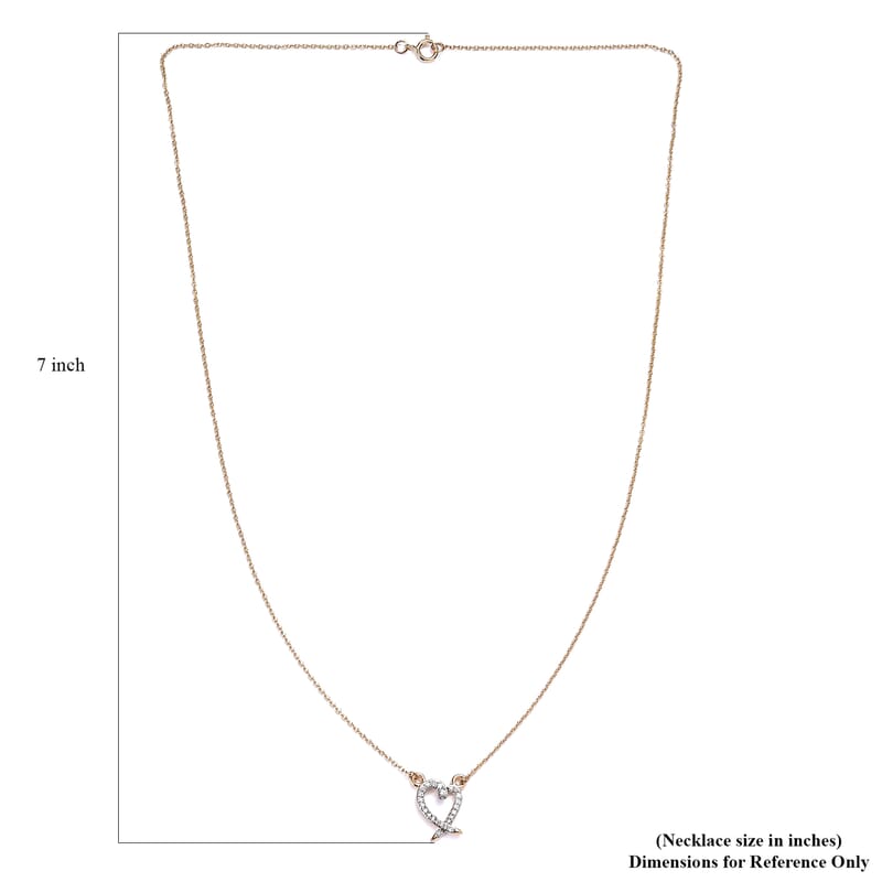 Luxoro 14K Yellow Gold G-H I2 Diamond Heart Necklace 18 Inches 0.15 ctw