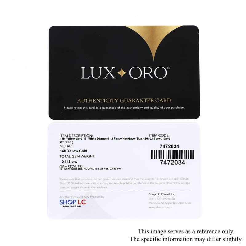 Luxoro 14K Yellow Gold G-H I2 Diamond Heart Necklace 18 Inches 0.15 ctw