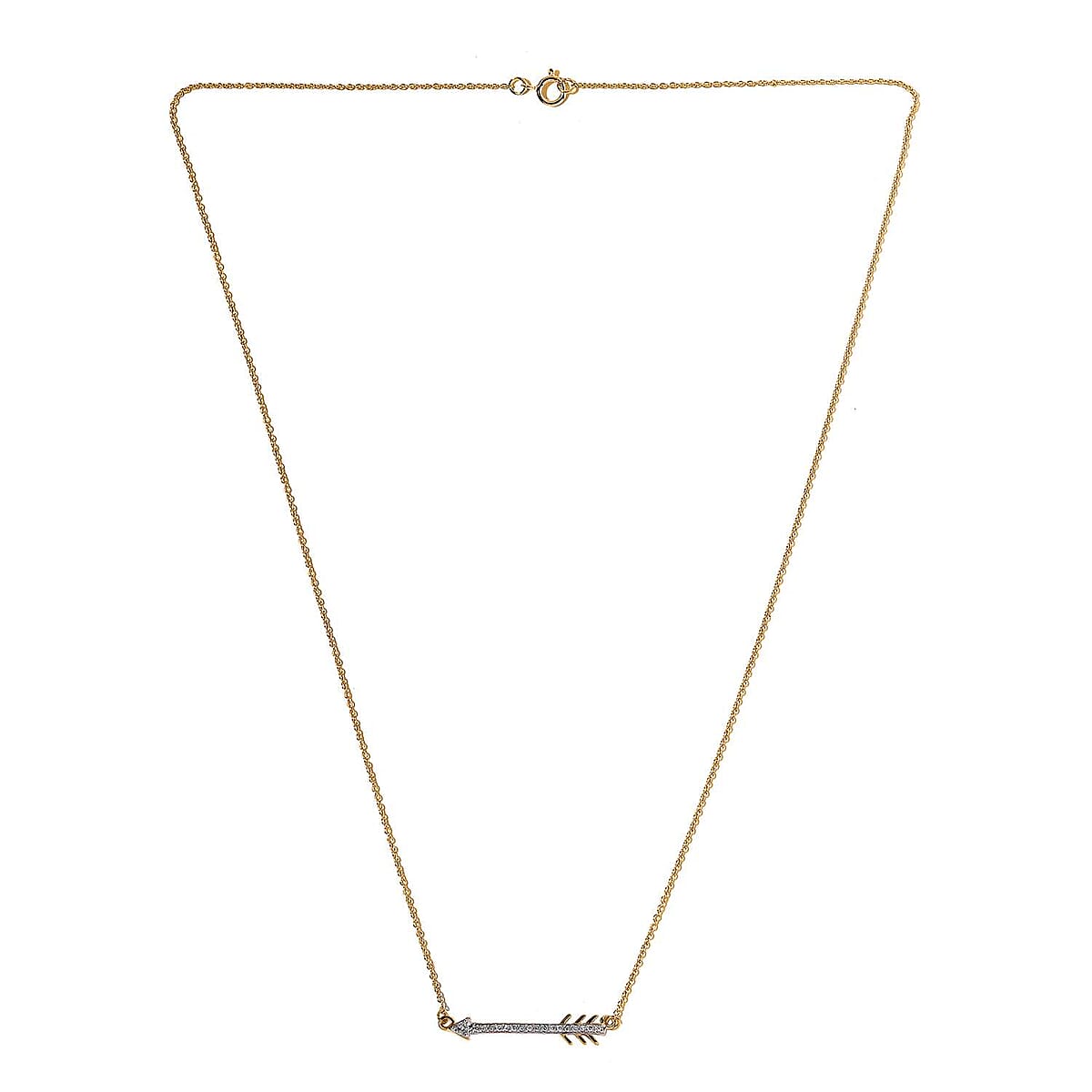 Luxoro 14K Yellow Gold G-H I2 White Diamond Arrow Necklace 18 Inches 0.15 ctw image number 3