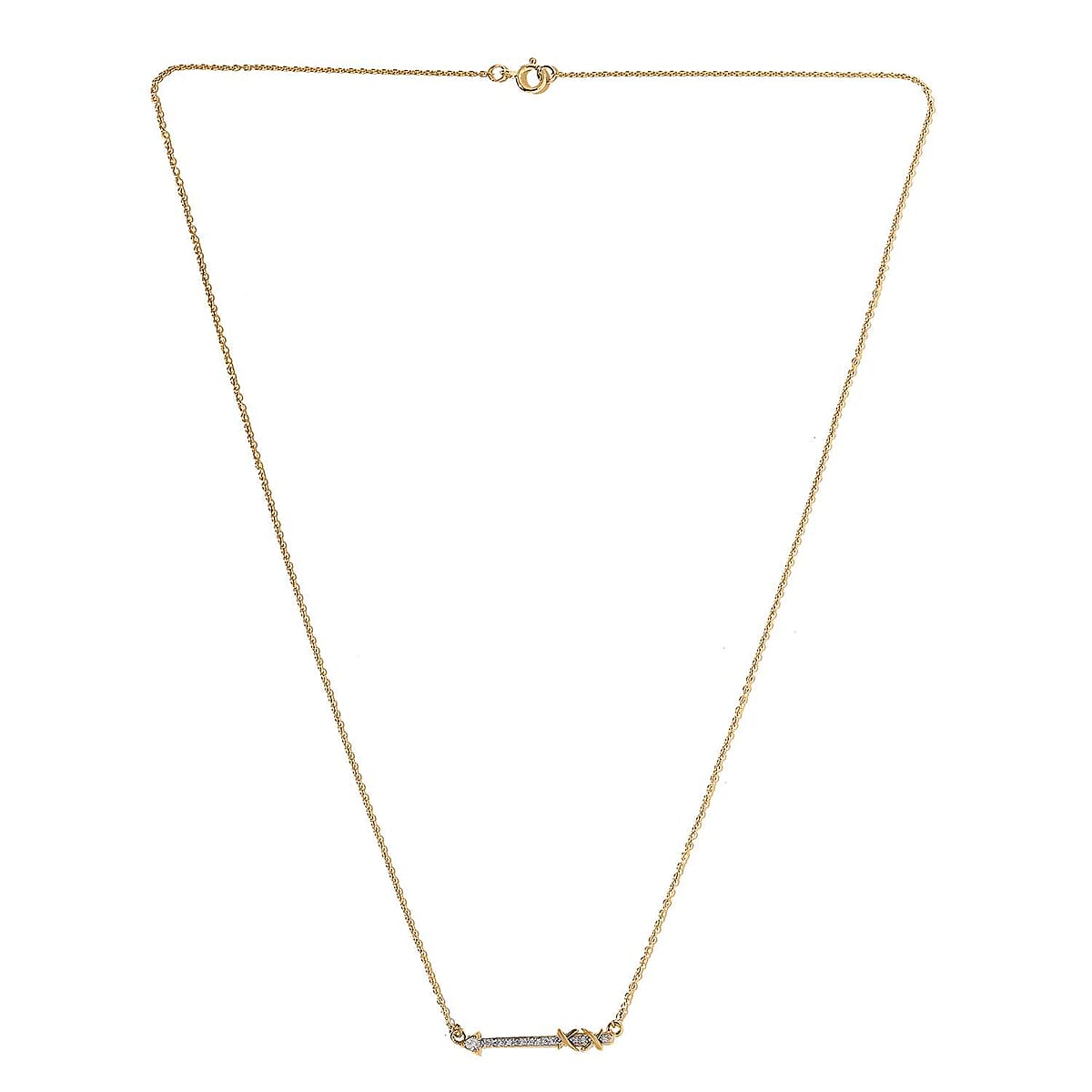 Luxoro 14K Yellow Gold G-H I2 White Diamond Arrow Necklace 18 Inches 0.09 ctw image number 3