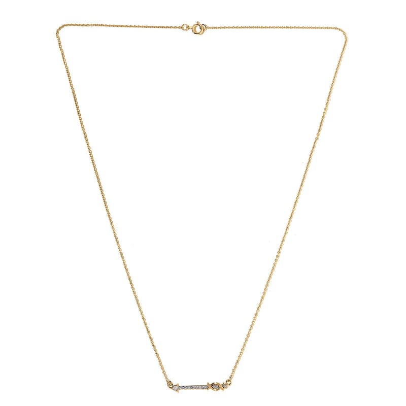 Luxoro 14K Yellow Gold G-H I2 White Diamond Arrow Necklace 18 Inches 0.09 ctw