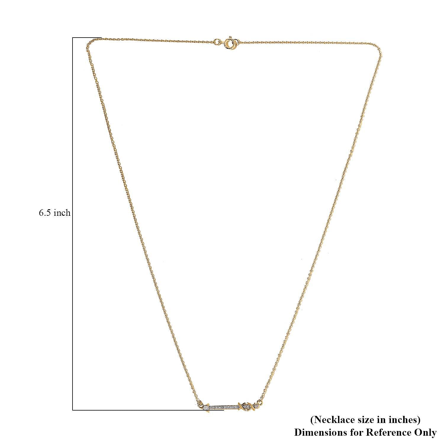 Luxoro 14K Yellow Gold G-H I2 White Diamond Arrow Necklace 18 Inches 0.09 ctw