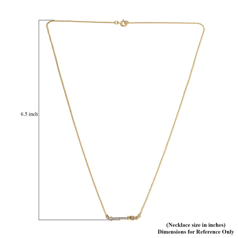 Luxoro 14K Yellow Gold G-H I2 White Diamond Arrow Necklace 18 Inches 0.09 ctw