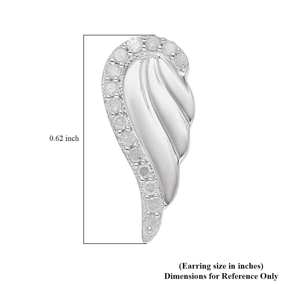 Diamond Angel Wing Stud Earrings in Platinum Over Sterling Silver 0.20 ctw image number 4