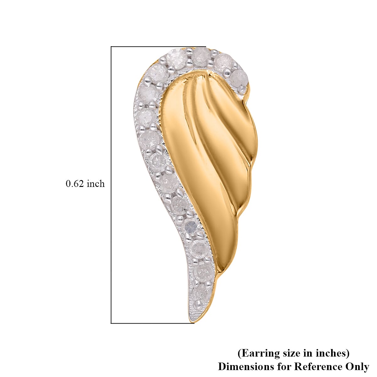 Diamond Angel Wing Stud Earrings in Vermeil Yellow Gold Over Sterling Silver 0.20 ctw image number 4