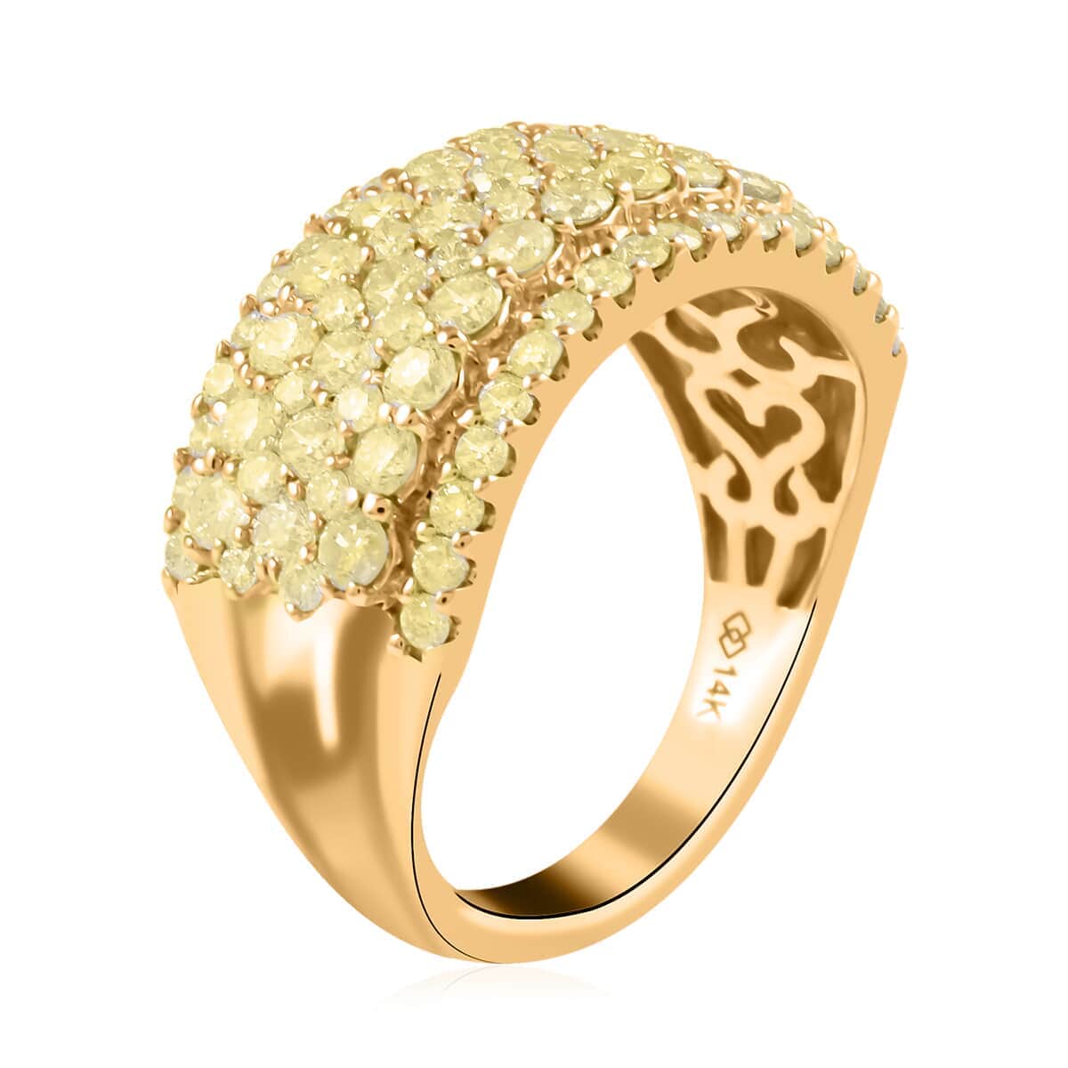 NY Closeout 14K Yellow Gold Natural Yellow Diamond Ring (Size 7.0) 4.80 Grams 1.75 ctw image number 3