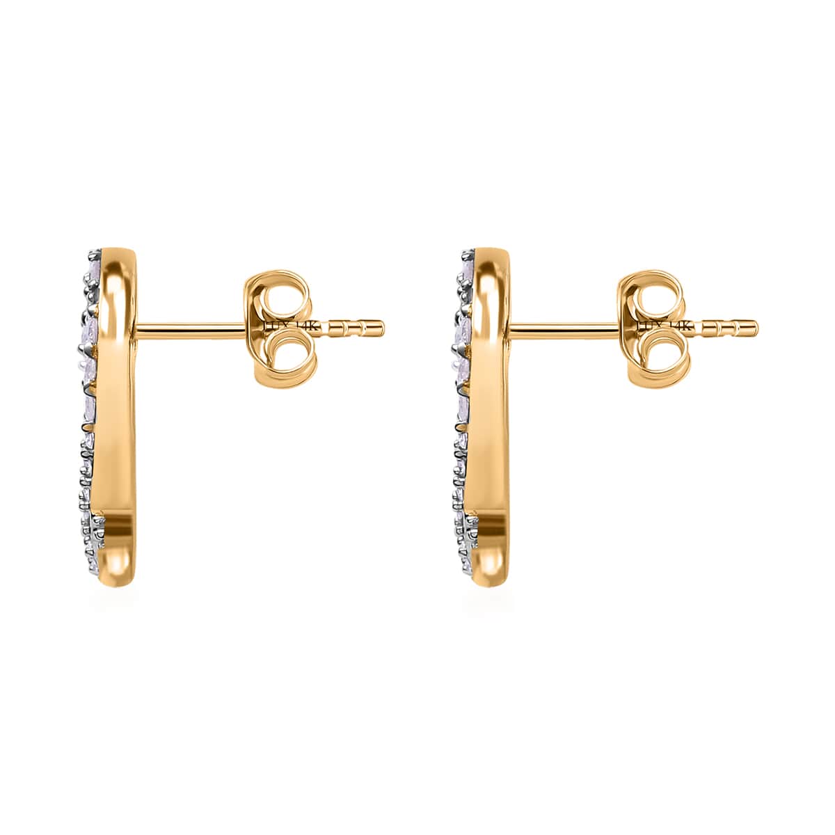 Mother’s Day Gift Luxoro 14K Yellow Gold G-H I2 Diamond Stud Heart Earrings 0.33 ctw image number 3