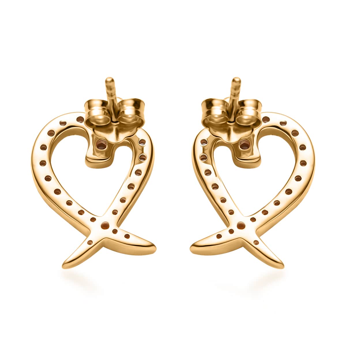 Mother’s Day Gift Luxoro 14K Yellow Gold G-H I2 Diamond Stud Heart Earrings 0.33 ctw image number 4