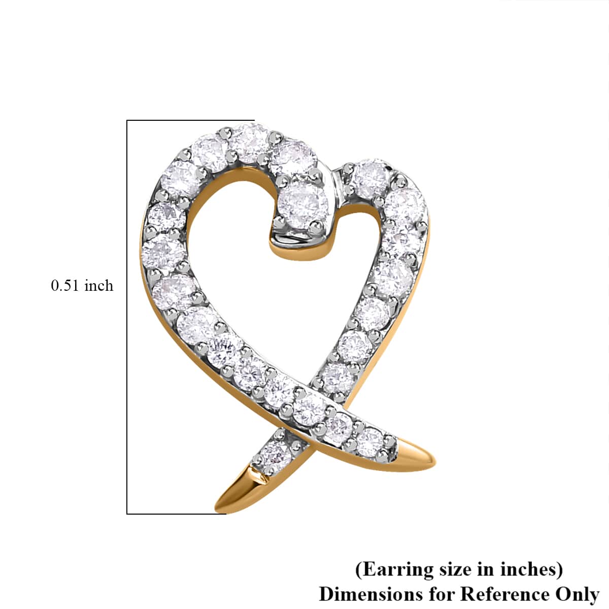 Mother’s Day Gift Luxoro 14K Yellow Gold G-H I2 Diamond Stud Heart Earrings 0.33 ctw image number 5