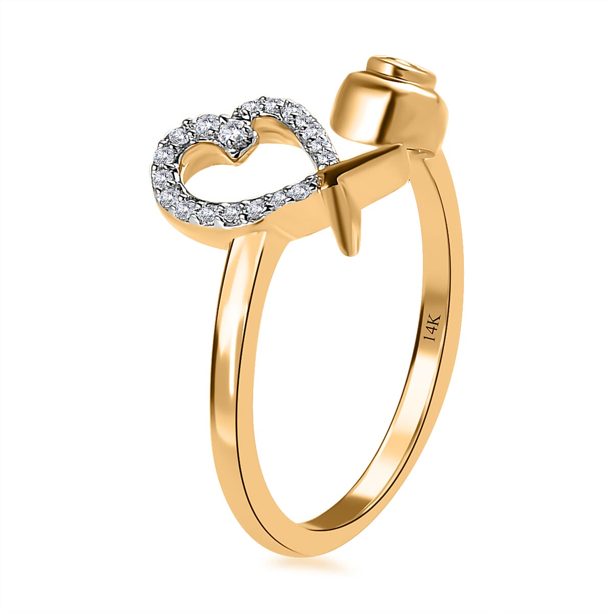 Luxoro 14K Yellow Gold G-H I2 Diamond XO Heart Open Band Ring (Size 7.0) 0.15 ctw image number 3