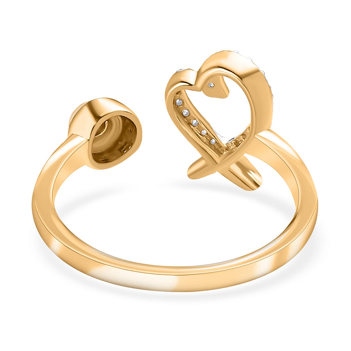 Luxoro 14K Yellow Gold G-H I2 Diamond XO Heart Open Band Ring (Size 7.0) 0.15 ctw image number 4