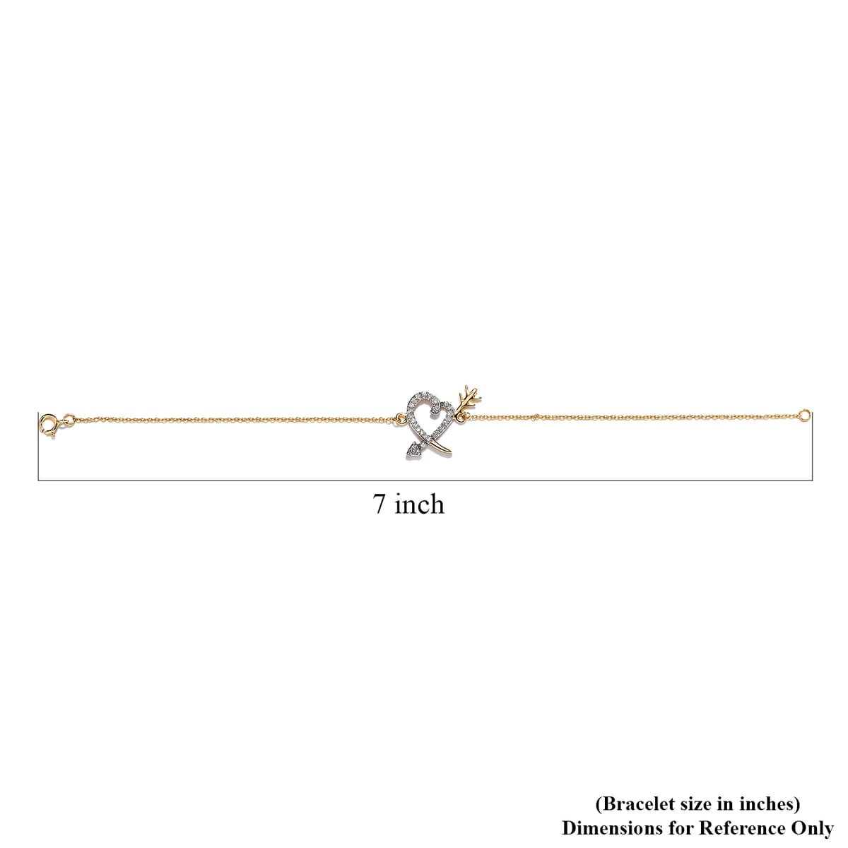 Luxoro 14K Yellow Gold G-H I2 Diamond Heart and Arrow Bracelet (7.25 In) 0.25 ctw image number 4