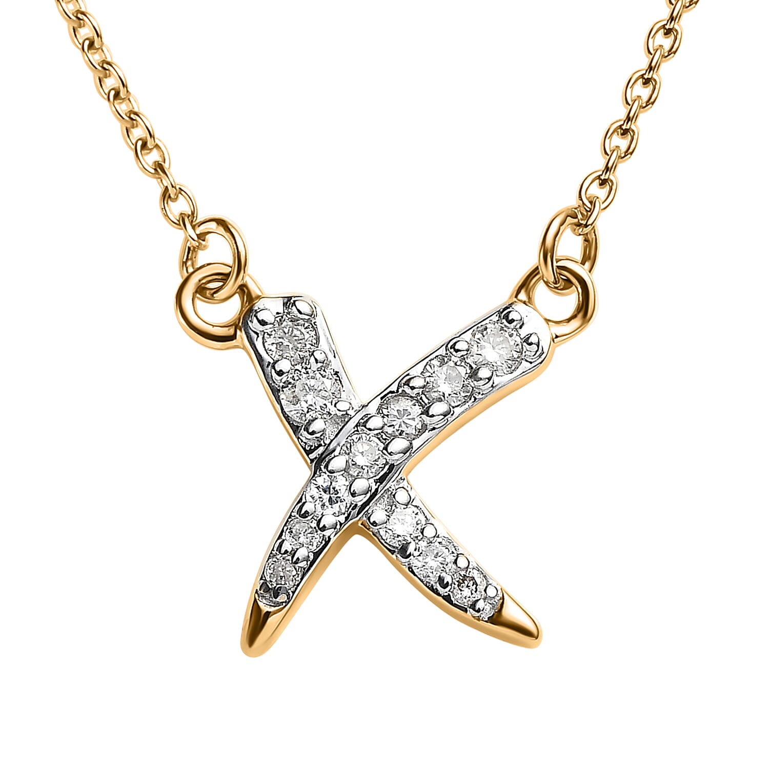 Luxoro 14K Yellow Gold Diamond G-H I2 Necklace 18 Inches 0.15 ctw
