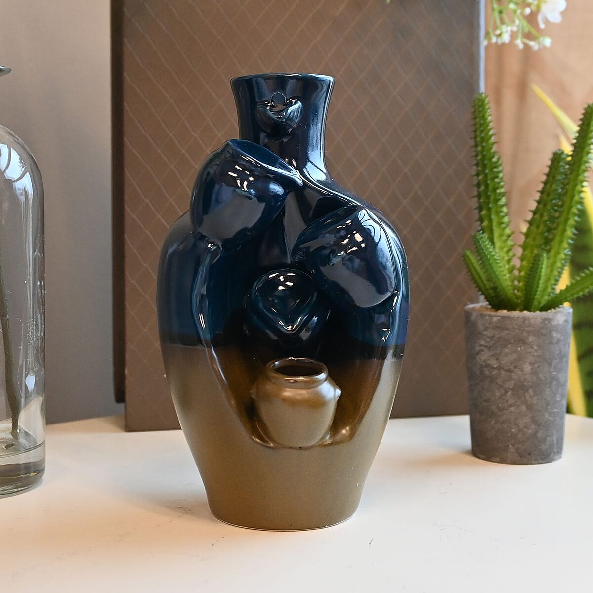 Black Ceramic Incense Burner Fountain image number 1