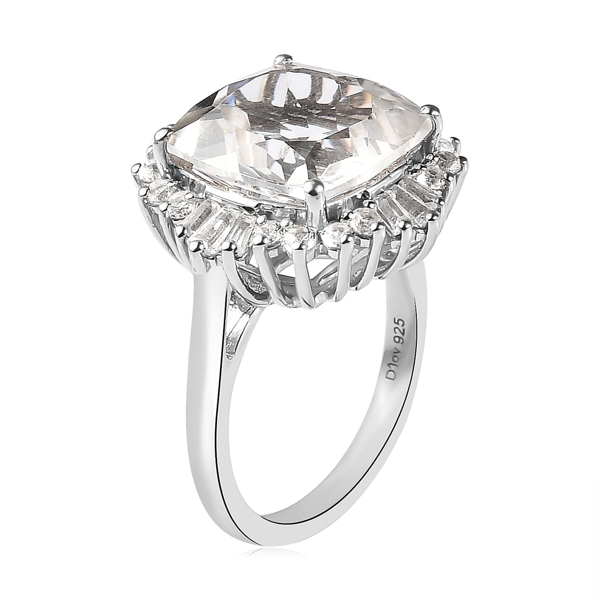 White Topaz Ballerina Halo Ring in Platinum Over Sterling Silver 9.50 ctw image number 3