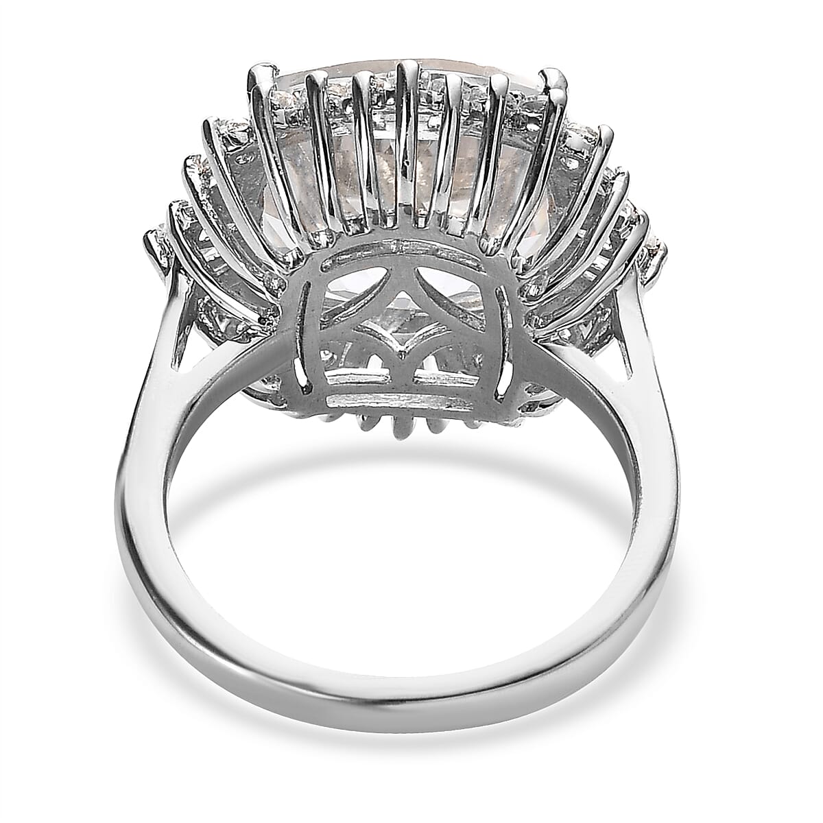 White Topaz Ballerina Halo Ring in Platinum Over Sterling Silver 9.50 ctw image number 4