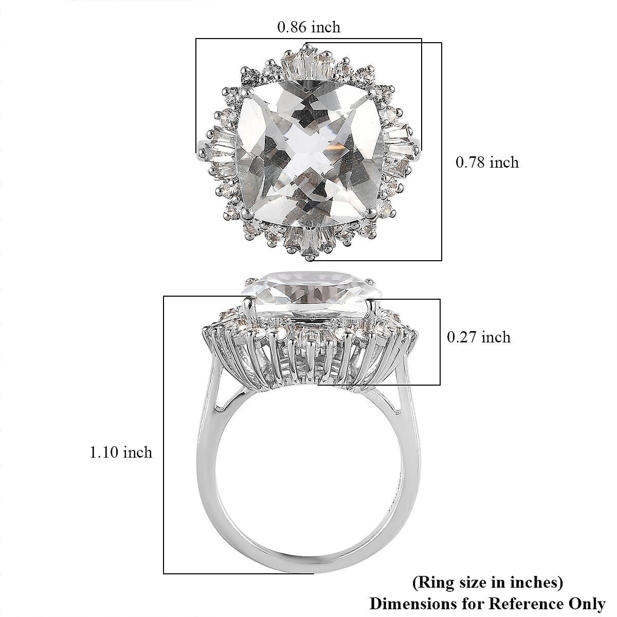 White Topaz Ballerina Halo Ring in Platinum Over Sterling Silver (Size 10.0) 9.50 ctw