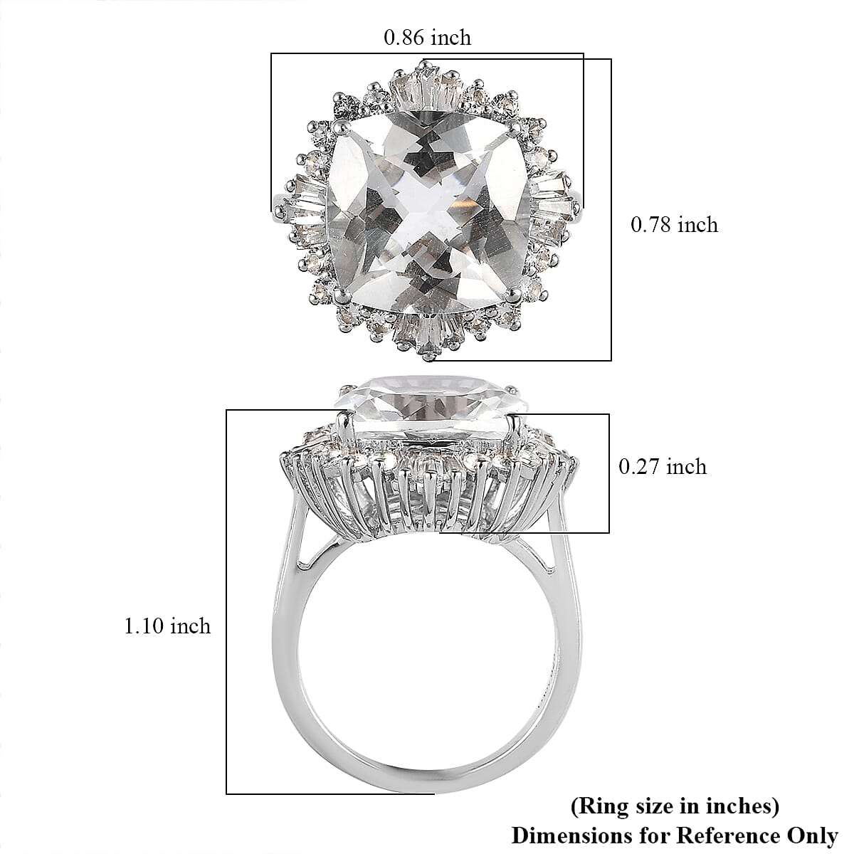 White Topaz Ballerina Halo Ring in Platinum Over Sterling Silver (Size 7.0) 9.50 ctw image number 5