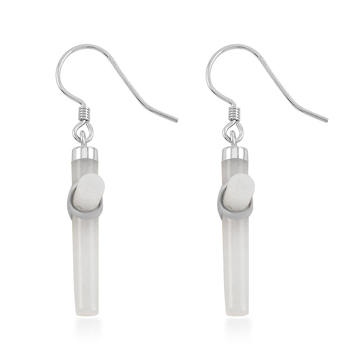 Natural Jade Cross Earrings in Platinum Over Sterling Silver 10.15 ctw image number 3