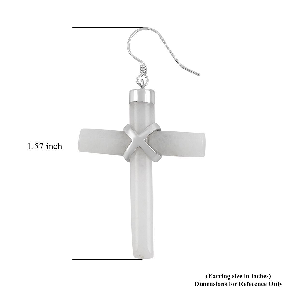 Natural Jade Cross Earrings in Platinum Over Sterling Silver 10.15 ctw image number 4