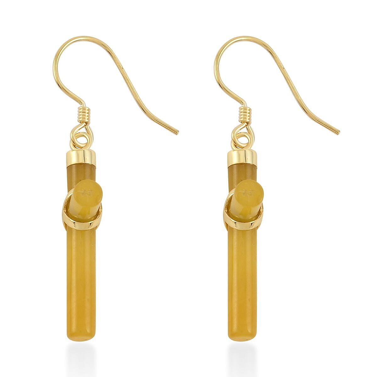 Honey Jade (D) Cross Earrings in 14K Yellow Gold Over Sterling Silver 10.15 ctw image number 3