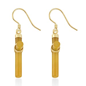 Honey Jade (D) Cross Earrings in 14K Yellow Gold Over Sterling Silver 10.15 ctw