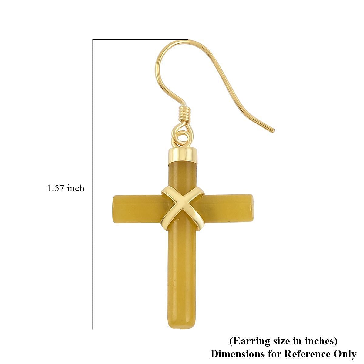 Honey Jade (D) Cross Earrings in 14K Yellow Gold Over Sterling Silver 10.15 ctw image number 4