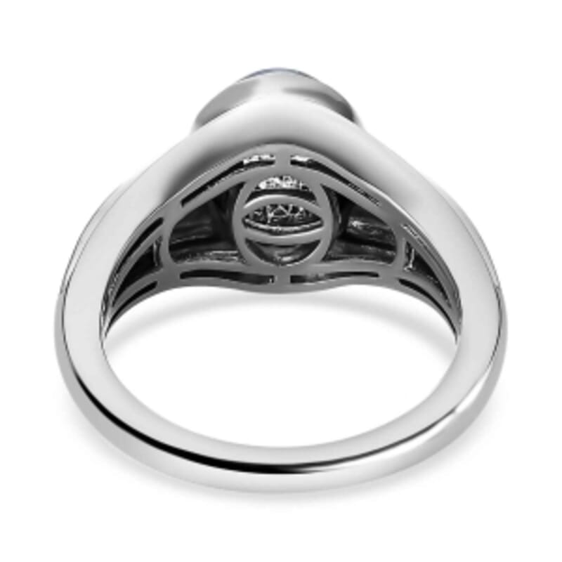 Aurora Moonstone and White Zircon 3.10 ctw Ring in Platinum Over Sterling Silver (Size 8.0)
