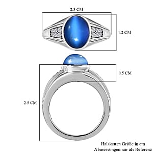 Aurora Moonstone and White Zircon 3.10 ctw Ring in Platinum Over Sterling Silver (Size 8.0)