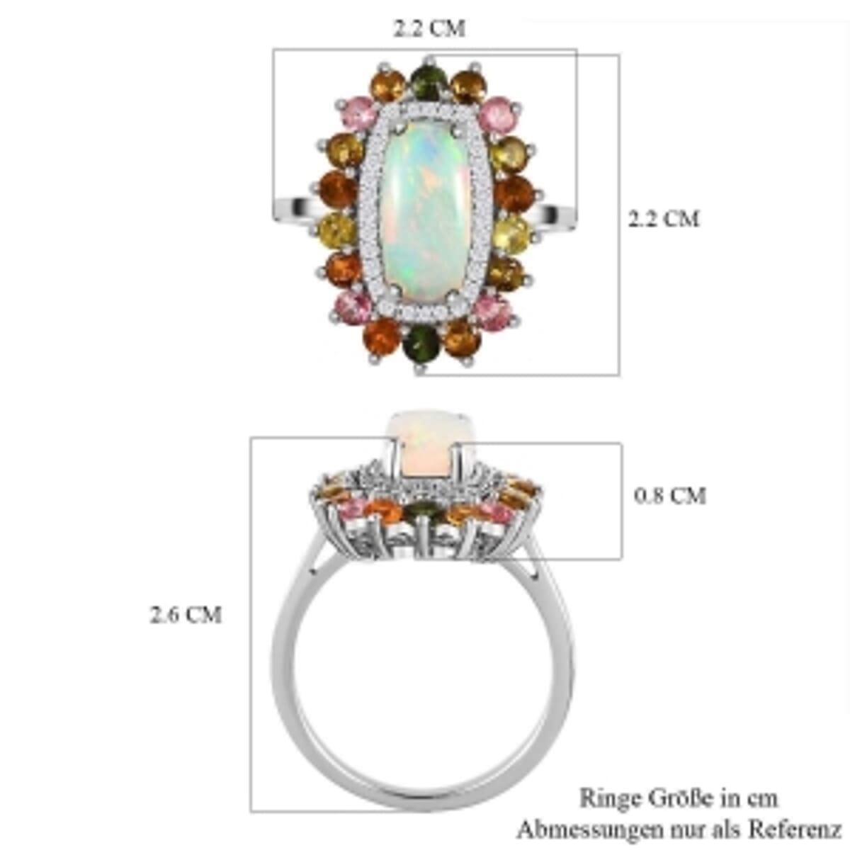 Ethiopian Welo Opal and Multi Gemstone 3.61 ctw Ring in Platinum Over Sterling Silver (Size 10) image number 6