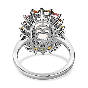 Ethiopian Welo Opal and Multi Gemstone 3.61 ctw Ring in Platinum Over Sterling Silver (Size 11.5)
