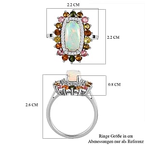 Ethiopian Welo Opal and Multi Gemstone 3.61 ctw Ring in Platinum Over Sterling Silver (Size 11.5)