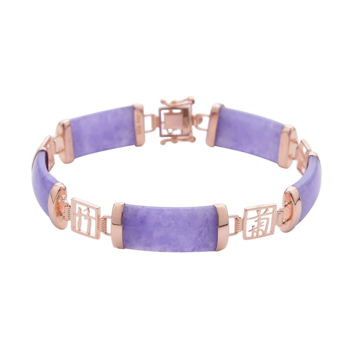 Purple Jade (D) Station Bracelet in 14K Rose Gold Over Sterling Silver (6.50 In) 61.50 ctw image number 0