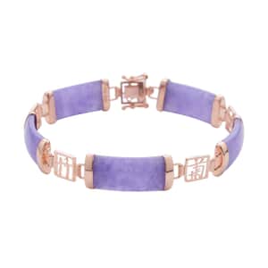 Purple Jade (D) Station Bracelet in 14K Rose Gold Over Sterling Silver (6.50 In) 61.50 ctw