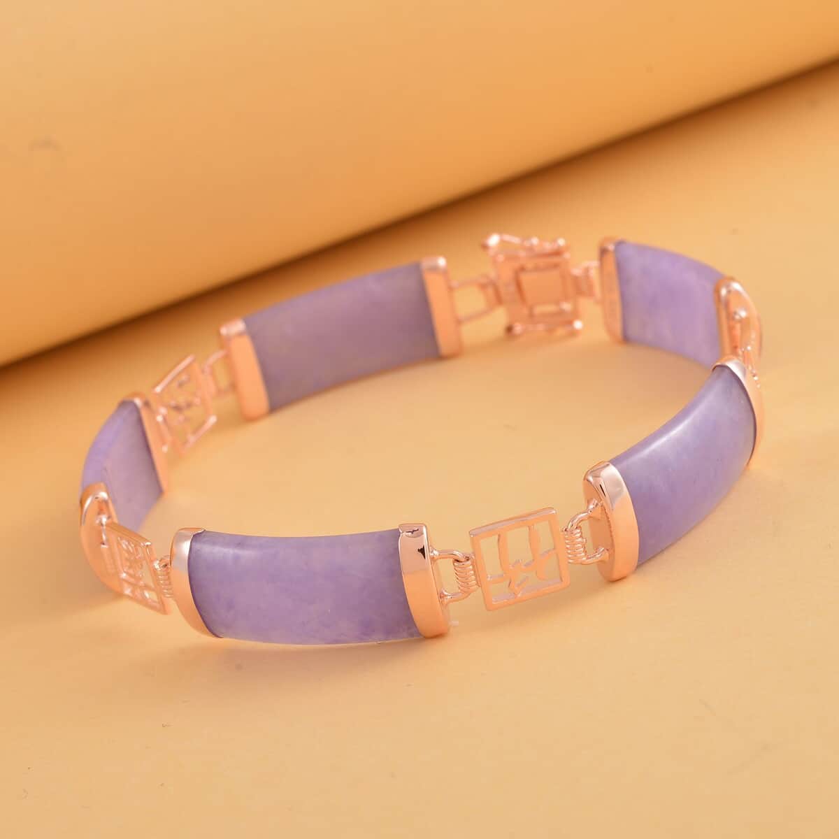 Purple Jade (D) Station Bracelet in 14K Rose Gold Over Sterling Silver (6.50 In) 61.50 ctw image number 1