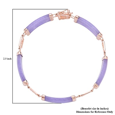 Purple Jade (D) Station Bracelet in 14K Rose Gold Over Sterling Silver (6.50 In) 61.50 ctw