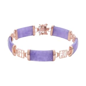 Purple Jade (D) Station Bracelet in 14K Rose Gold Over Sterling Silver (7.25 In) 61.50 ctw