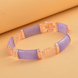 Purple Jade (D) Station Bracelet in 14K Rose Gold Over Sterling Silver (7.25 In) 61.50 ctw