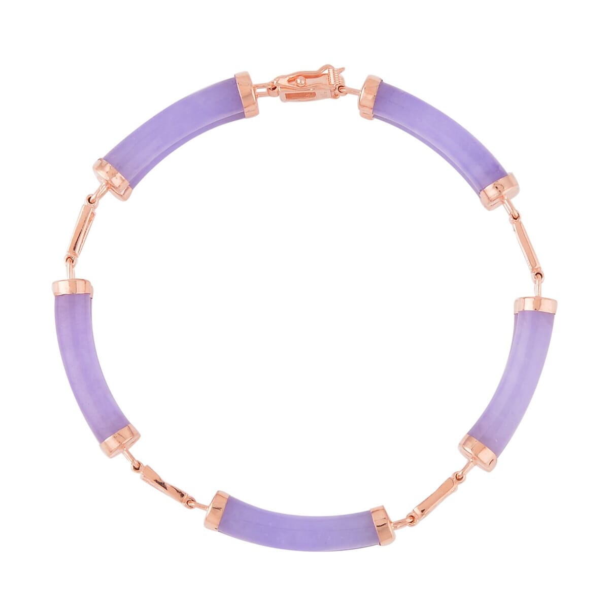 Purple Jade (D) Two Layers of Cylindrical Tubes Chinese Characters Bracelet in 14K Rose Gold Over Sterling Silver (8.00 In) 61.50 ctw image number 3