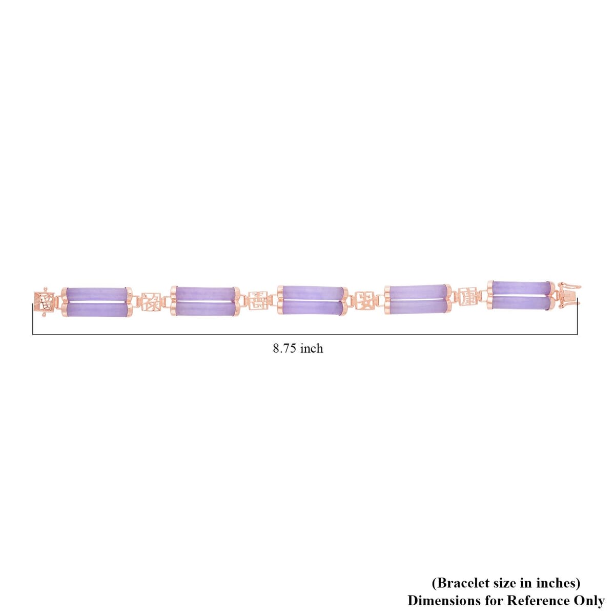 Purple Jade (D) Two Layers of Cylindrical Tubes Chinese Characters Bracelet in 14K Rose Gold Over Sterling Silver (8.00 In) 61.50 ctw image number 4