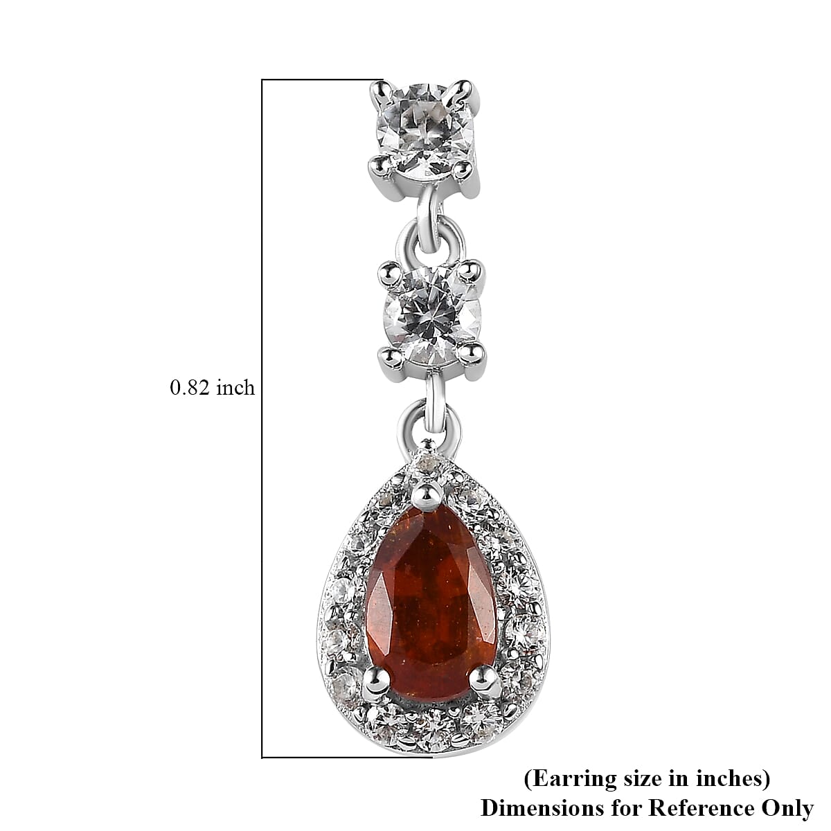 Tangerine Kyanite and White Zircon Dangle Earrings in Platinum Over Sterling Silver 2.35 ctw
