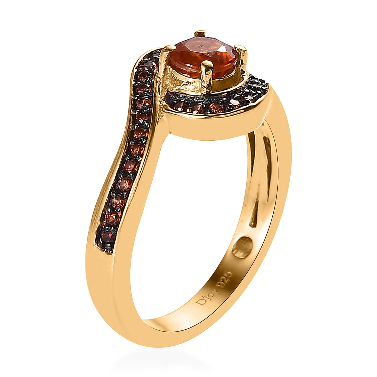 Tangerine Kyanite and Coffee Zircon Ring in Vermeil Yellow Gold Over Sterling Silver (Size 10.0) 1.00 ctw