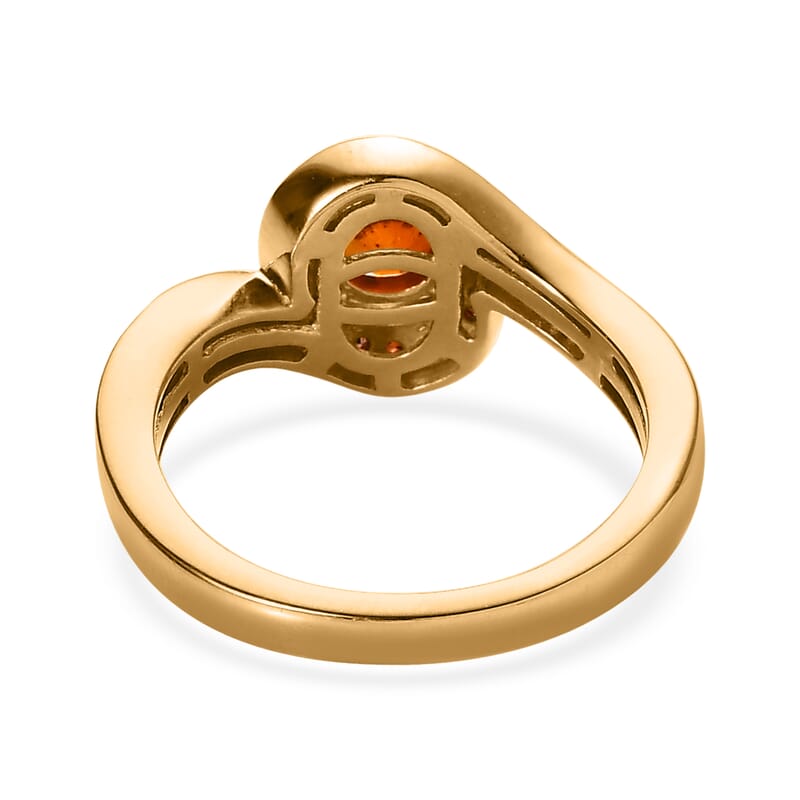 Tangerine Kyanite and Coffee Zircon Ring in Vermeil Yellow Gold Over Sterling Silver (Size 10.0) 1.00 ctw