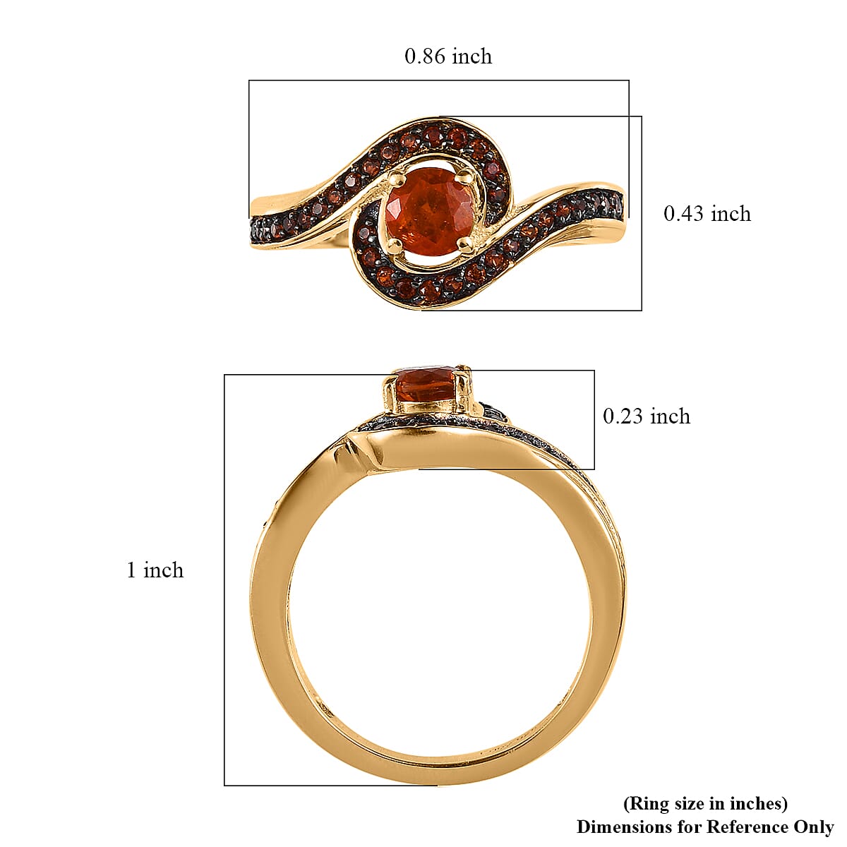 Tangerine Kyanite and Coffee Zircon Ring in Vermeil Yellow Gold Over Sterling Silver (Size 10.0) 1.00 ctw