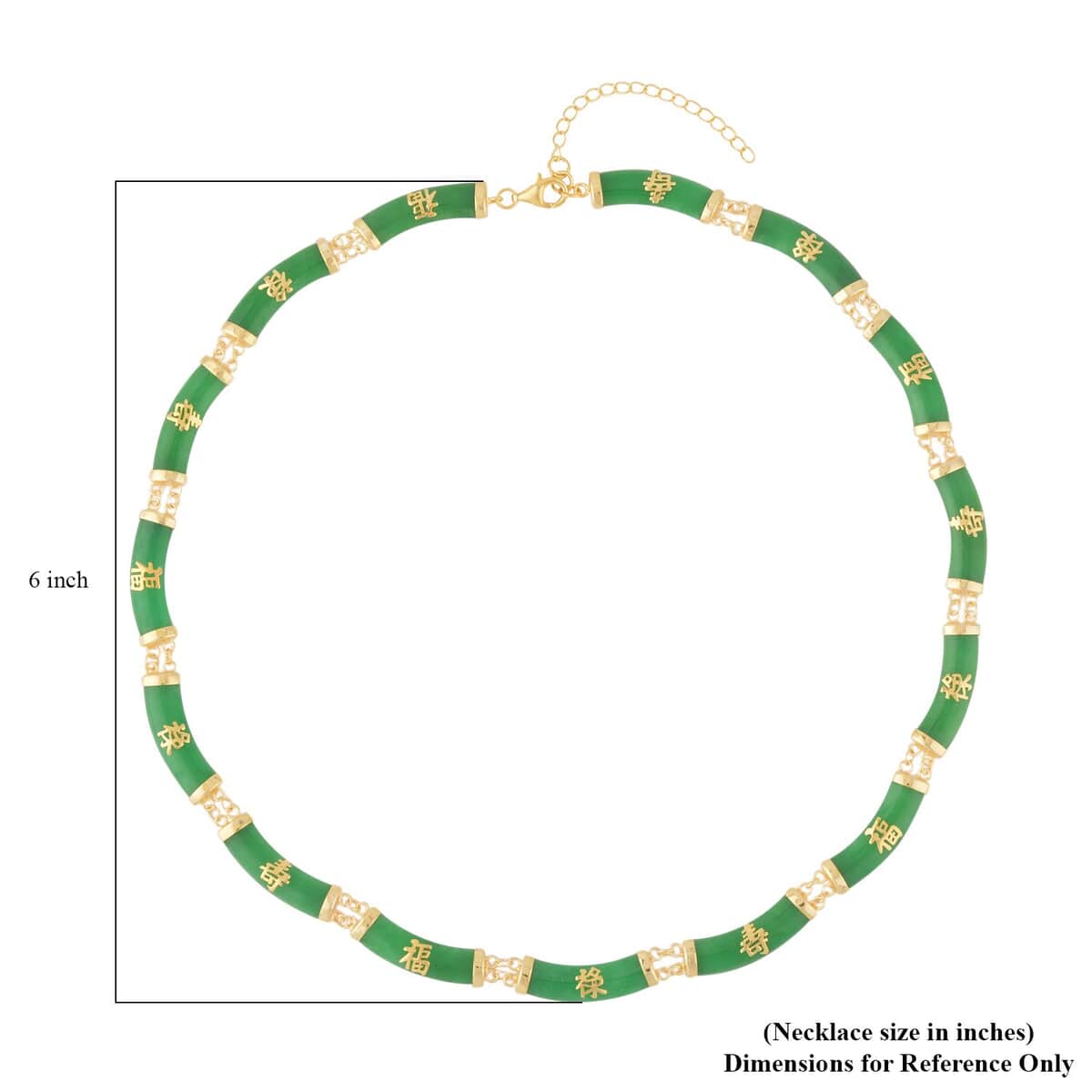 Green Jade (D) Station Necklace 18-20 Inches in 14K Yellow Gold Over Sterling Silver 96.50 ctw image number 4