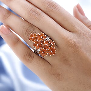 Premium Tangerine Kyanite Floral Ring in Platinum Over Sterling Silver (Size 10.0) 7.85 ctw