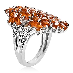 Premium Tangerine Kyanite Floral Ring in Platinum Over Sterling Silver (Size 10.0) 7.85 ctw